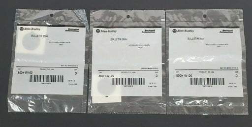 LOT OF 3 NEW ALLEN BRADLEY 800H-W100 GREY LEGEND PLATES SER. D