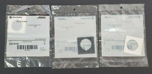LOT OF 3 NEW ALLEN BRADLEY 800H-W100 GREY LEGEND PLATES SER. D