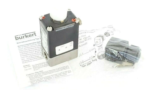 NEW BURKERT 0330-A-4.0 EPDM VA G1/4 SOLENOID VALVE W/ 2508 132445 CONNECTOR