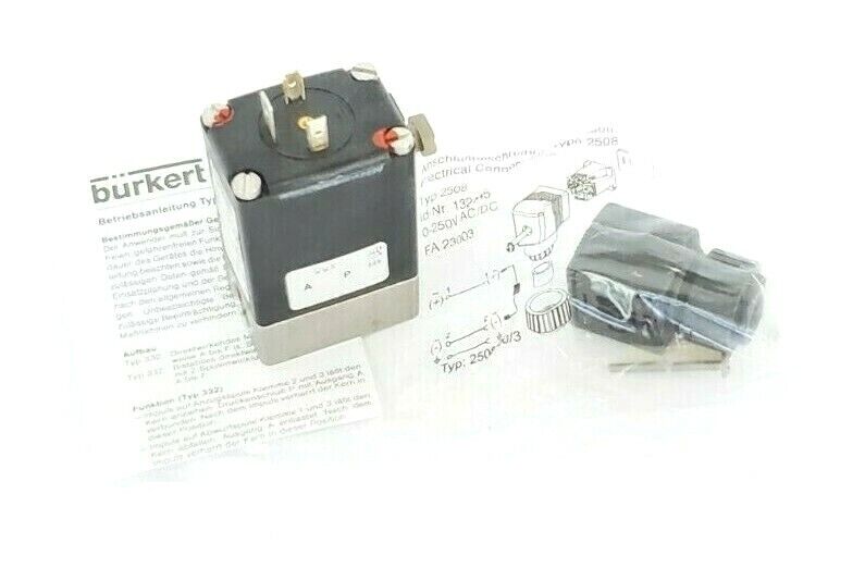 NEW BURKERT 0330-A-4.0 EPDM VA G1/4 SOLENOID VALVE W/ 2508 132445 CONNECTOR