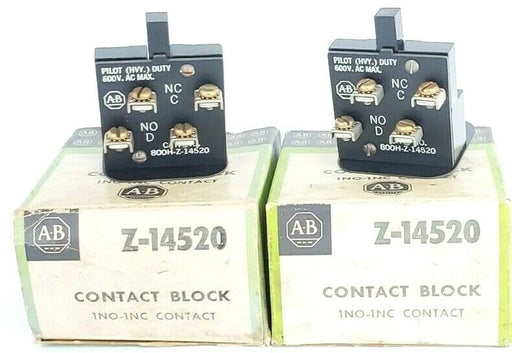 LOT OF 2 NIB ALLEN BRADLEY Z-14520 CONTACT BLOCKS 600VAC 800H-Z-14520 Z14520
