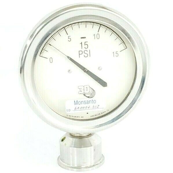 3D INSTRUMENTS 25504-21U55CWG PRESSURE GAUGE, GFK SBD GP1007, 471078 39, 0-15PSI