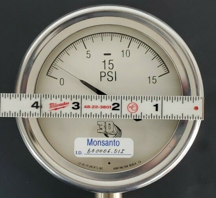 3D INSTRUMENTS 25504-21U55CWG PRESSURE GAUGE, GFK SBD GP1007, 471078 39, 0-15PSI