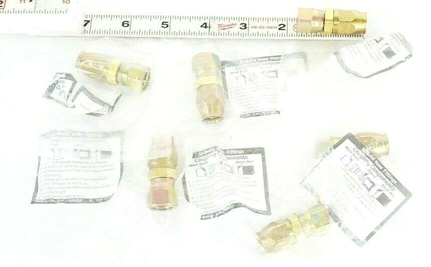 LOT OF 6 NEW SSP U-BUILD HOSE FITTINGS / COUPLINGS (5/8" X 1/2" X 7/16")