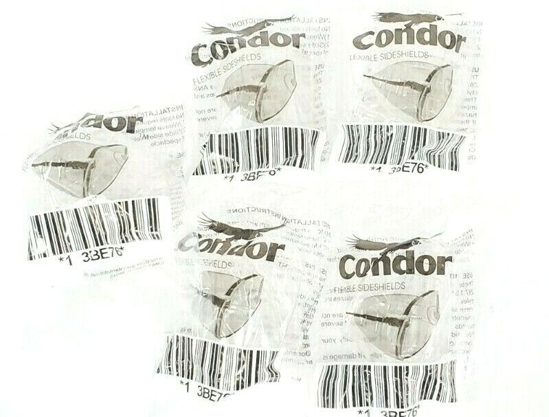 (5) PAIRS OF CONDOR 3BE76 SIDESHIELDS FOR SAFETY GLASSES