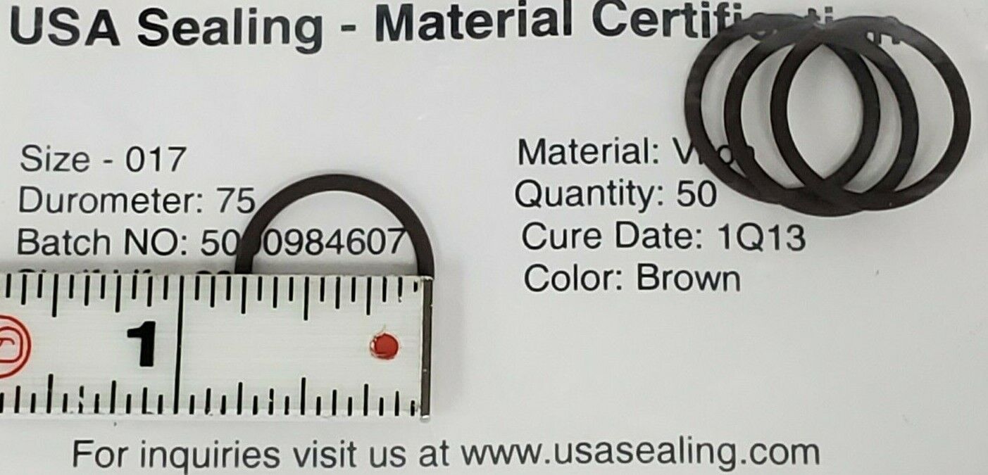 PACK OF 50 NEW USA SEALING ZUSAVB75017 O-RINGS, SIZE: 017, MAT: 75 SHORE A VITON