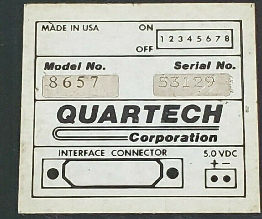 QUARTECH 8657 PLC PROGRAMMING INTERFACE 16-KEY 5VDC