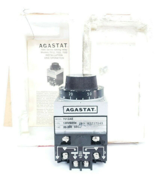 AGASTAT 7012AE TIME DELAY RELAY 120V, 60HZ, 20-200SEC