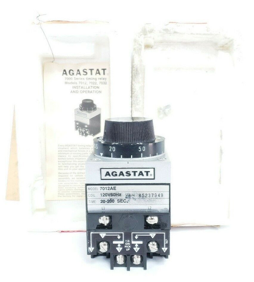 AGASTAT 7012AE TIME DELAY RELAY 120V, 60HZ, 20-200SEC