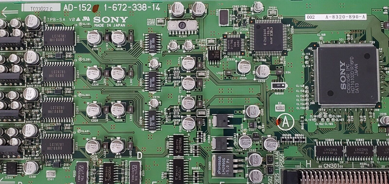 SONY AD-152 1-672-338-14 DIGITAL SURVEILLANCE VIDEO INPUT BOARD A-8320-890-A