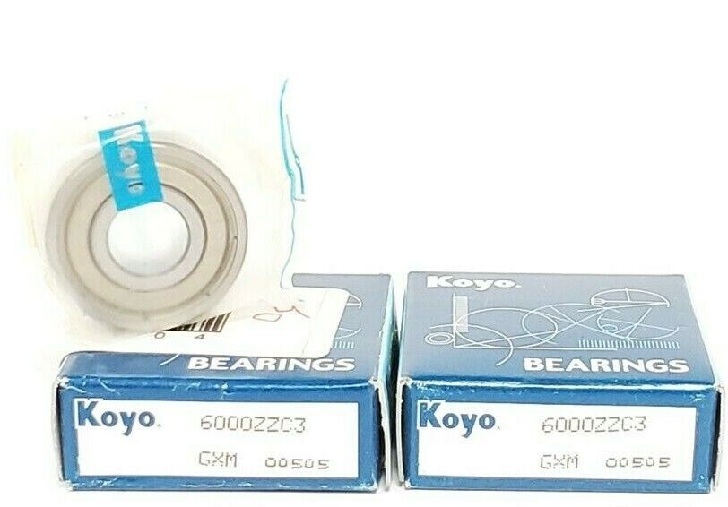 LOT OF 2 NIB KOYO 6000ZZC3 RADIAL/DEEP GROOVE BALL BEARINGS