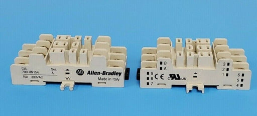 LOT OF 2 NEW ALLEN BRADLEY 700-HN154 RELAY SOCKETS 11-PIN 15 A 300 VAC SER. A