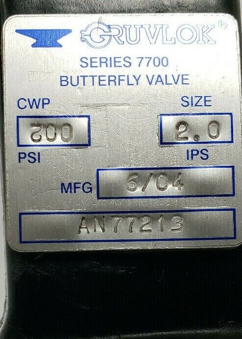 ANVIL GRUVLOK 7005011759 SERIES 7700 2" BUTTERFLY VALVE, 10POS, 200PSI, AN7721-3