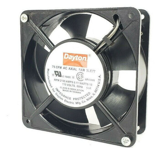 DAYTON 3LE77 AC AXIAL FAN 75 CFM, 115V 60HZ, RPM 2100 AMPS 0.11 WATTS 10