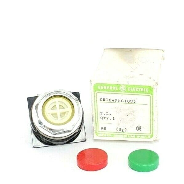 NIB NEW GENERAL ELECTRICS CR104PBG10U2 PUSHBUTTON CR104P W/ 2 LENS COLORS