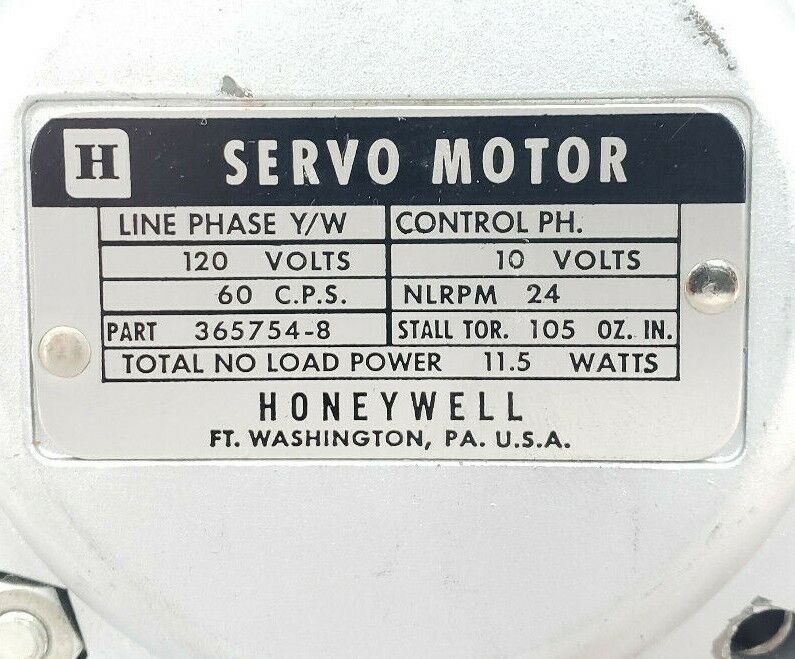 HONEYWELL 30365754-508 SERVO MOTOR ASSEMBLY 8207 P/N 365754-8 120/10V 11.5W