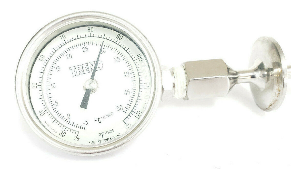 TREND INSTRUMENTS 25 TO 125 DEG F / -5 TO 50 DEG C THERMOMETER, 9-1/2" STEM