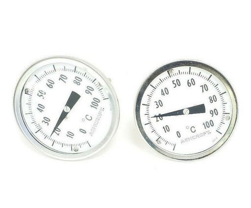 LOT OF 2 ASHCROFT 0-100 DEG C TEMPERATURE PROBES / THERMOMETERS, 4" STEMS