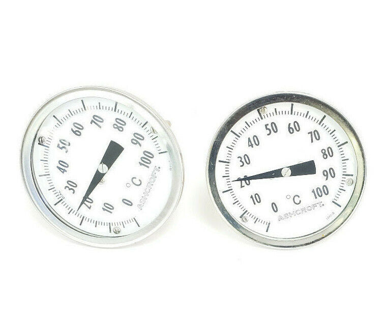LOT OF 2 ASHCROFT 0-100 DEG C TEMPERATURE PROBES / THERMOMETERS, 4" STEMS