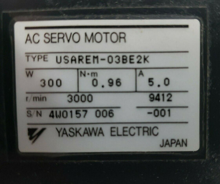 YASKAWA USAREM-03BE2K AC SERVO MOTOR W/ UTOPI-150VD INCR. ENCODER USAREM03BE2K