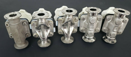 LOT OF 5 SAUNDERS DIAPHRAGM VALVES WITH 7/8" ID X 2" OD VALVE BODIES