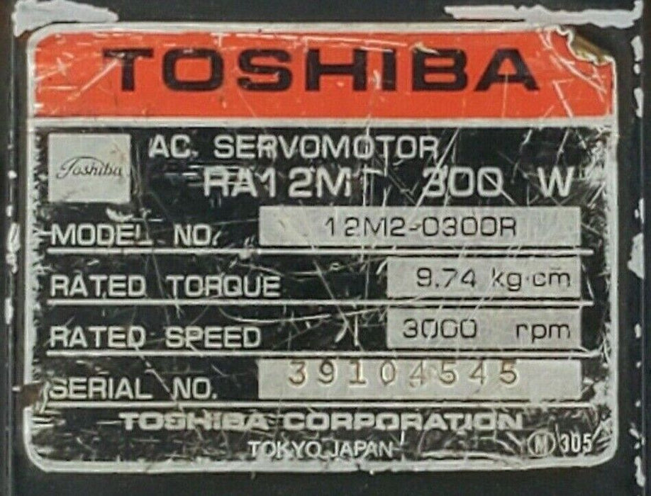 TOSHIBA 12M2-0300R AC SERVOMOTOR 12M20300R, 3000 RPM