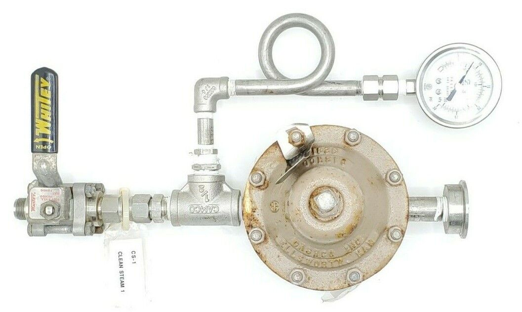 CASHCO 1/2" NPT D SS/G1/S1 20-40PSI PRESSURE REGULATOR ASSY W/ VALVE & GAUGE