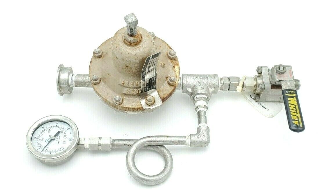 CASHCO 1/2" NPT D SS/G1/S1 20-40PSI PRESSURE REGULATOR ASSY W/ VALVE & GAUGE