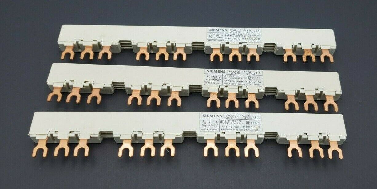 LOT OF 3 SIEMENS 3VU9135-1AB04 LINE SIDE FEEDERS 3VU91351AB04