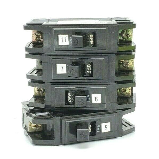 LOT OF 4 MITSUBISHI TYPE BH-K CIRCUIT BREAKERS 41-14372KSD, 15A