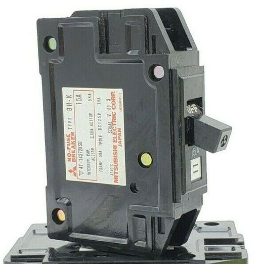 LOT OF 4 MITSUBISHI TYPE BH-K CIRCUIT BREAKERS 41-14372KSD, 15A
