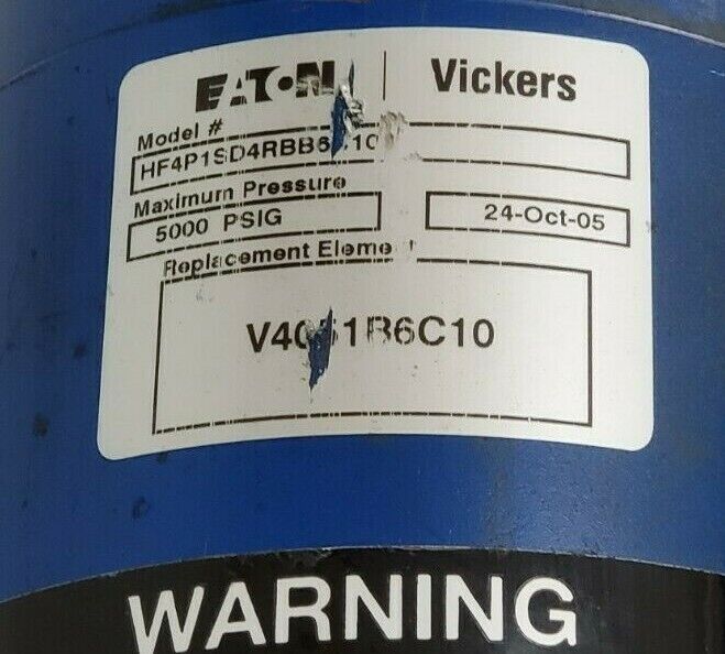 NEW EATON VICKERS HF4P1SD4RBB6C10 FILTER ASSEMBLY 5000PSIG 100AS12617A 02061777