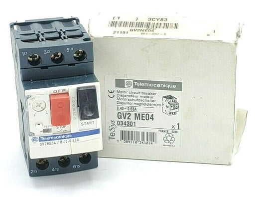 NEW TELEMECANIQUE GV2-ME04 MOTOR CIRCUIT BREAKER 0.40-0.63A 034301 GV2ME04