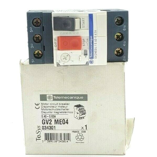 NEW TELEMECANIQUE GV2-ME04 MOTOR CIRCUIT BREAKER 0.40-0.63A 034301 GV2ME04