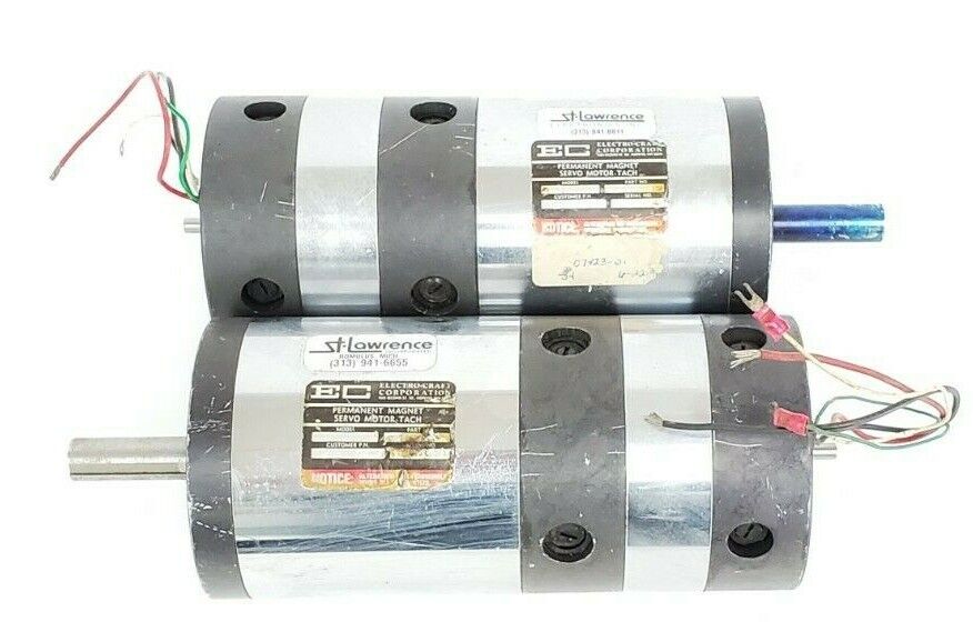 LOT OF 2 ELECTRO-CRAFT 0702-09-010 SERVO MOTORS W/ TACHO FEEDBACK E702 070209010