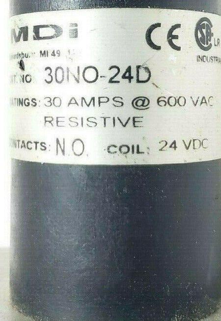 MDI 30NO-24D MERCURY DISPLACEMENT CONTACT 30A, 600VAC, NO, 24VDC COIL, 30N024D