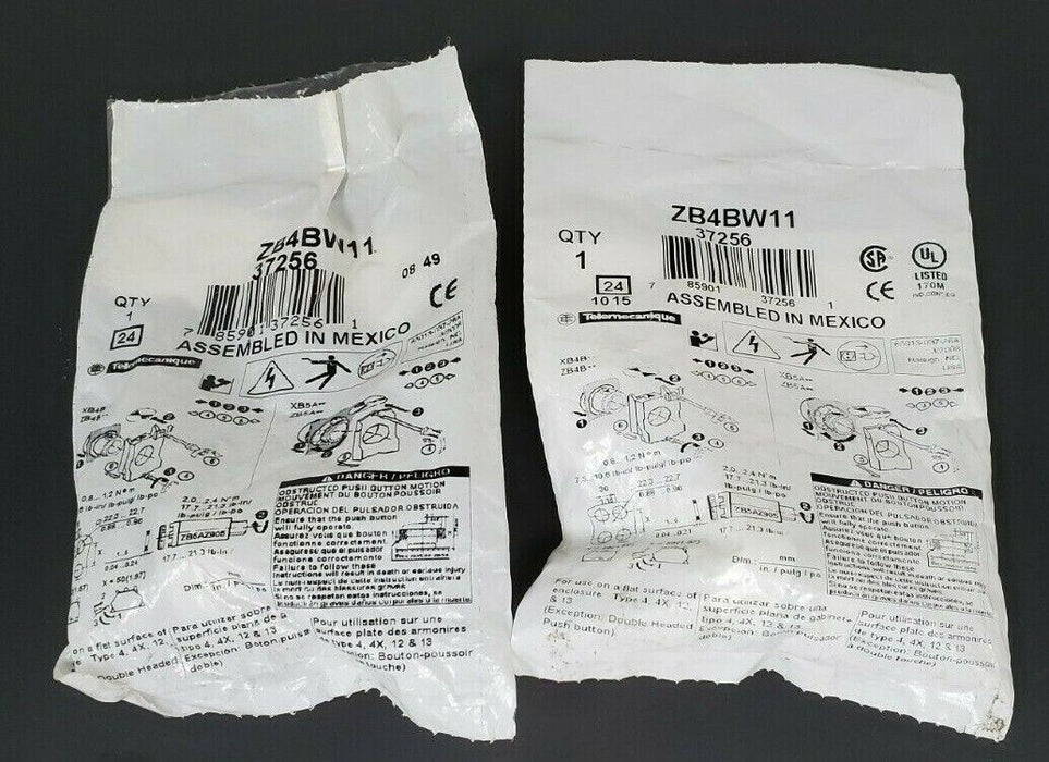 LOT OF 2 NEW TELEMECANIQUE ZB4BW11 PUSH BUTTONS 37256