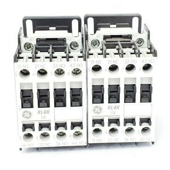 LOT OF 2 GENERAL ELECTRIC RL4RA031T AUX. CONTROL RELAYS MOD. 1, RL4R 1E, LB1AJ