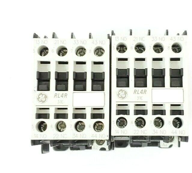 LOT OF 2 GENERAL ELECTRIC RL4RA031T AUX. CONTROL RELAYS MOD. 1, RL4R 1E, LB1AJ