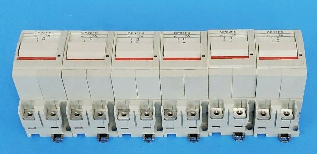 LOT OF 6 FUJI ELECTRIC CP32FS/7 CIRCUIT PROTECTORS CP32F-S007, 7A, 2-POLE
