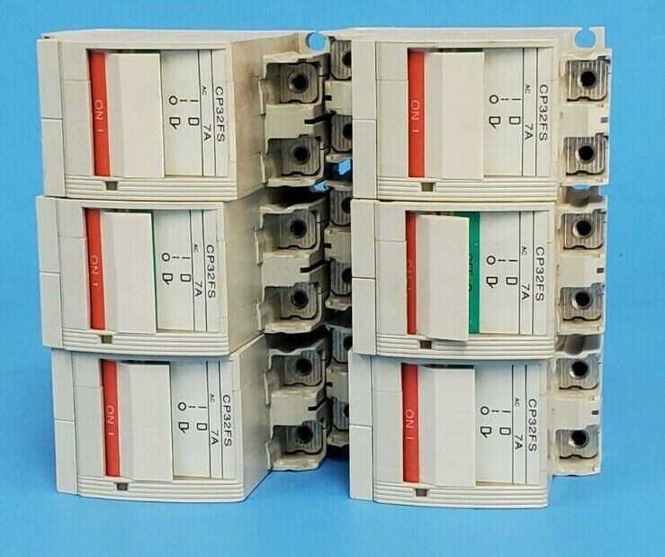 LOT OF 6 FUJI ELECTRIC CP32FS/7 CIRCUIT PROTECTORS CP32F-S007, 7A, 2-POLE