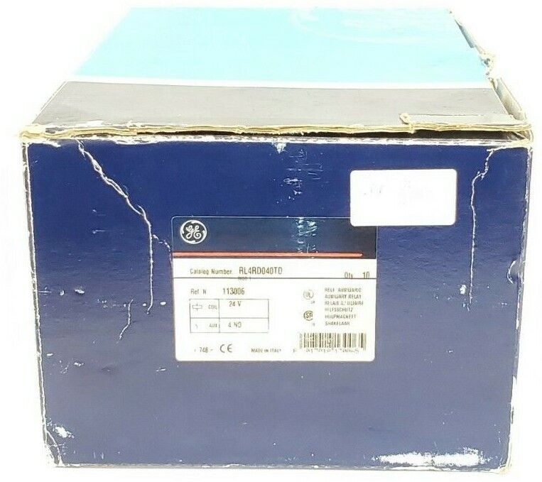 LOT OF 10 NIB GENERAL ELECTRIC RL4RD040TD RELAYS, 4 POLE, 24V COIL