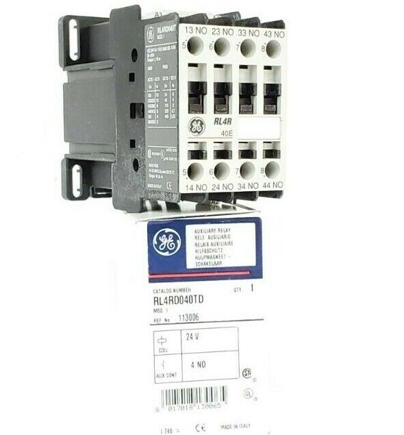 LOT OF 10 NIB GENERAL ELECTRIC RL4RD040TD RELAYS, 4 POLE, 24V COIL