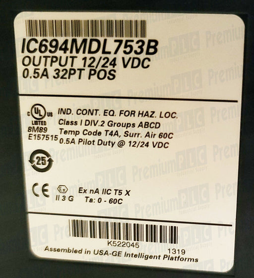 GE FANUC IC694MDL753B OUTPUT MODULE 12/24 VDC 0.5A 32PT POS