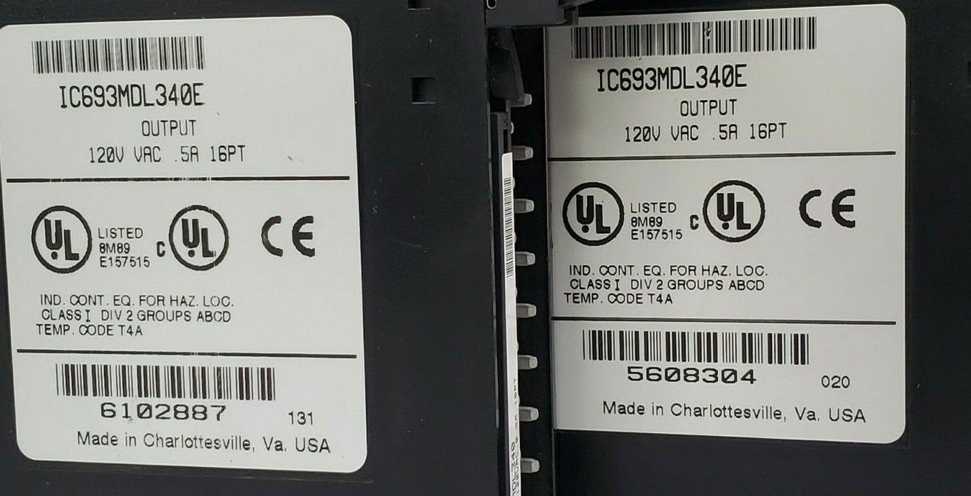 LOT OF 2 GE FANUC IC693MDL340E OUTPUT MODULES 120VAC .5A 16PT