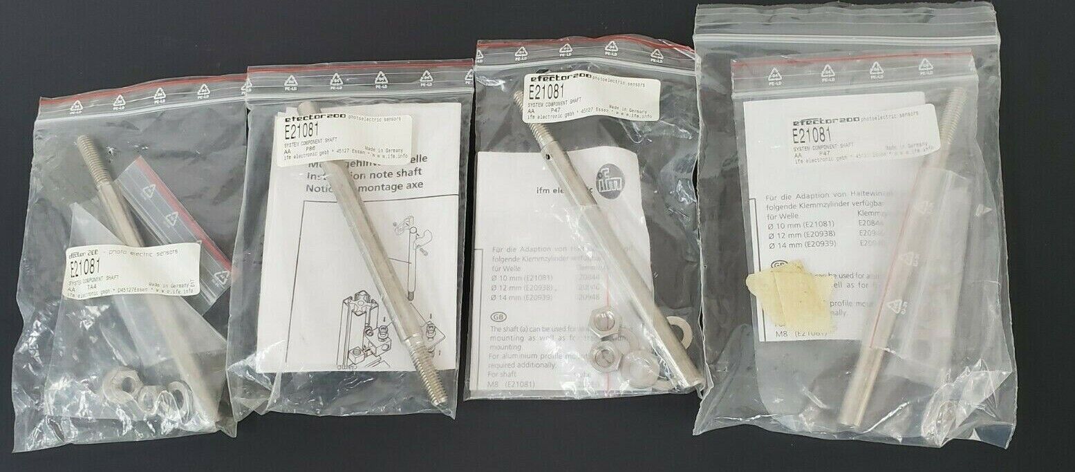 LOT OF 4 NEW EFECTOR E21081 SYSTEM COMPONENT SHAFT MOUNTING RODS