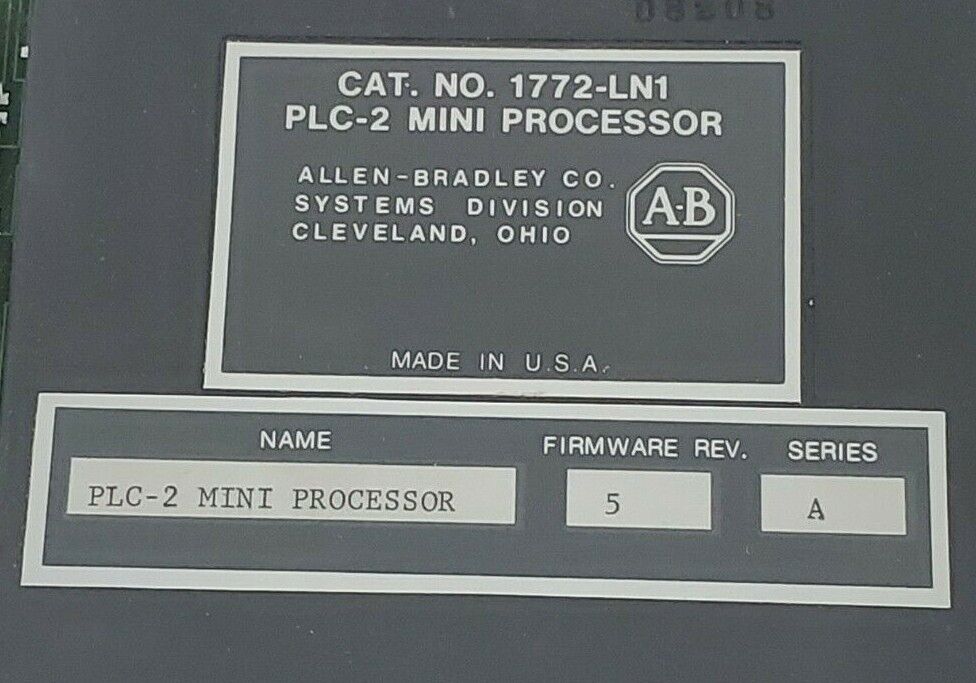 REPAIRED ALLEN-BRADLEY 1772-LN1 PLC-2 MINI PROCESSOR F/W REV. A, SER. A, 1772LN1