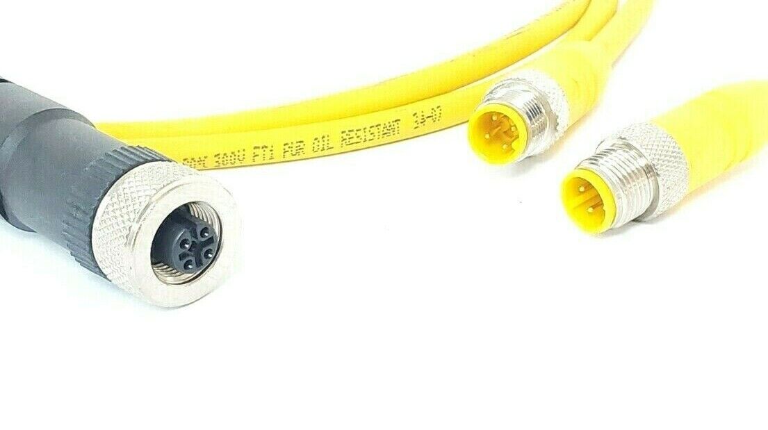 LOT OF 2 LUMBERG RST4-602/2M CABLES 4-POLE 18 AWG YELLOW