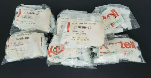 LOT OF 70 NEW COLE PARMER INSTRM. 6288-60 STRAIGHT CONNECTORS SIZE: 14-15-16MM