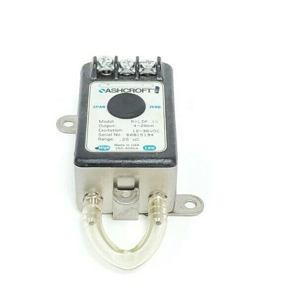 ASHCROFT RXLDP 1% PRESSURE TRANSMITTER 4-20mA, 12-36VDC, 0.25" WC RANGE